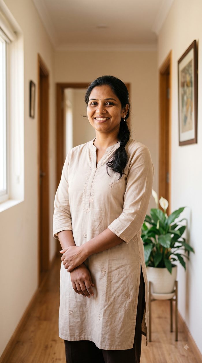 A smiling professional home caregiver